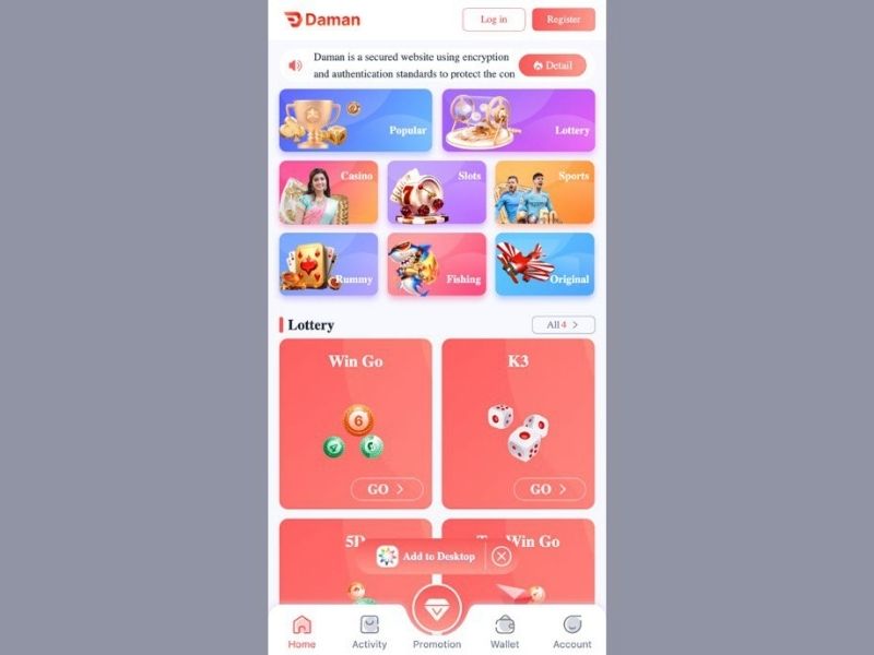 Откройте игровую платформу Daman Games