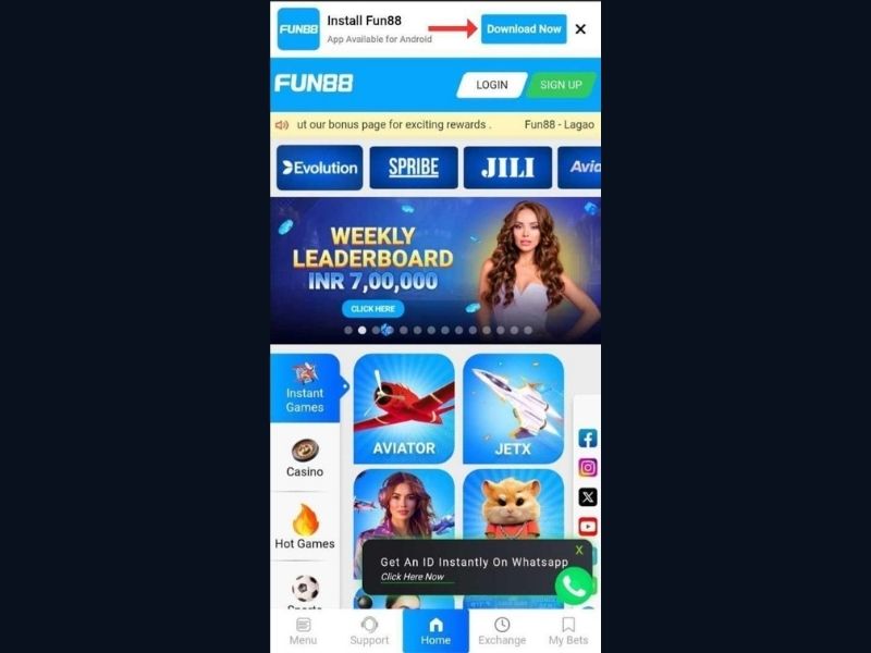 Скачивание и установка APK Fun88 на Android