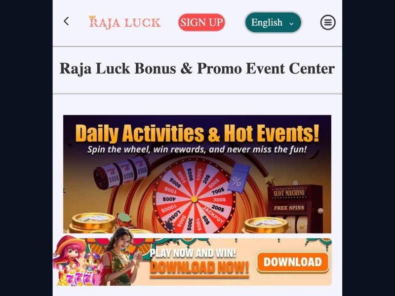 Бонусы и акции в приложении Raja Luck