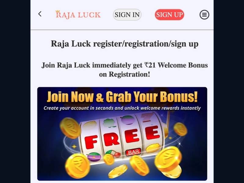 Вход в аккаунт Raja Luck