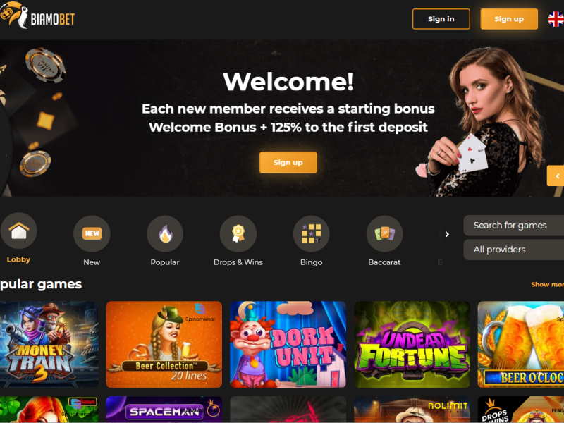 Slots at Biamo online casino for playing Aviator - registration