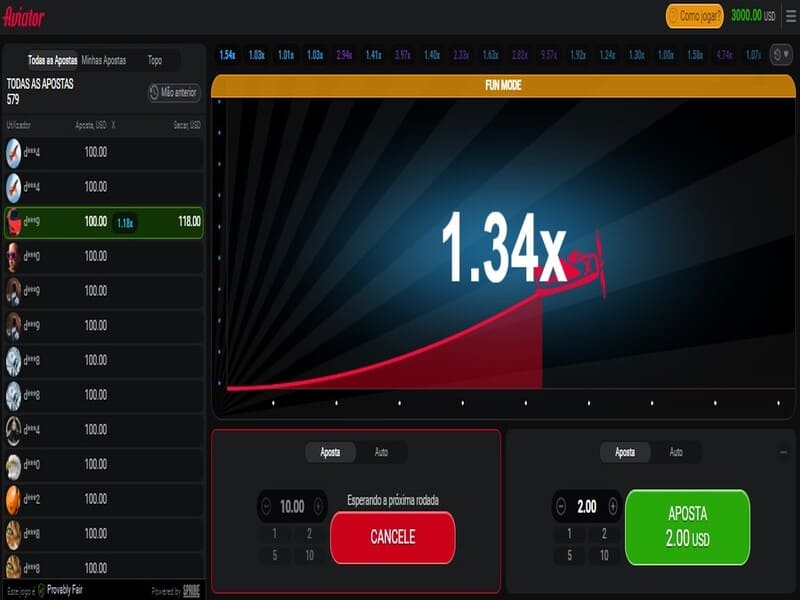 Características do jogo Aviator